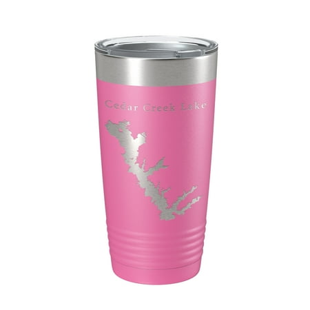 

Cedar Creek Lake Reservoir Map Tumbler Travel Mug Insulated Laser Engraved Coffee Cup Texas 20 oz Pink