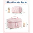 thumbnail image 3 of 2 Pieces Makeup Bag Large Checkered Cosmetic Bag Capacity Canvas Mix Travel Toiletry Bag Organizer Cute Makeup Brushes Aesthetic Accessories Storage Bag for Women (c), 3 of 3