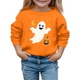 thumbnail image 4 of Zylarhe Halloween Sweatshirts for Kids Kids Halloween Print Long Sleeve Pullover Hooded Sweatshirt Boys Girls Cozy Orange 13-14 Years, 4 of 4