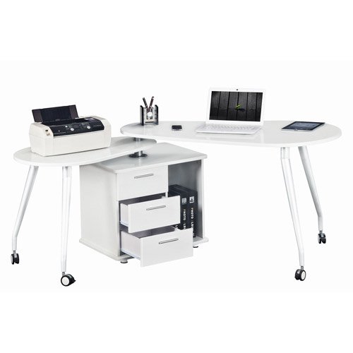 Techni Mobili Rotating Computer Desk With Storage White Box 1 Of 2 Walmart Com Walmart Com