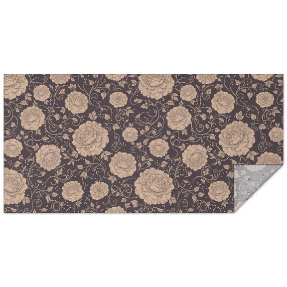 Pioneer Flower Floral Print Pattern Rectangle Tablecloth 60"x120", Waterproof Polyester Table Cloth, Wipeable Spillproof for Dining Camping Indoor Outdoor
