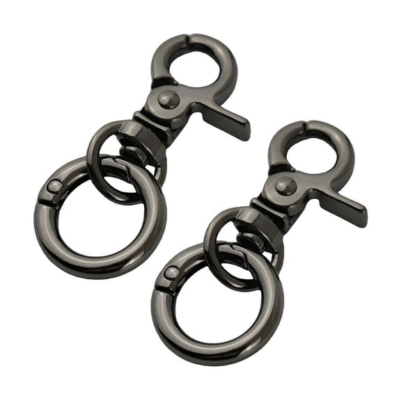 2set Clasps with Spring Ring，Lobster Clasp Keychains,Swivel Trigger Snap Hook Purse Lanyard Clips for DIY Leather Craft(Black)