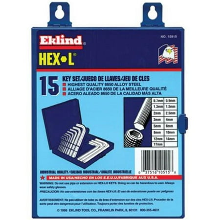 UPC: 0037516105158 | Eklind Tool Hex-L Key Set  15 per set  Hex Tip  Metric