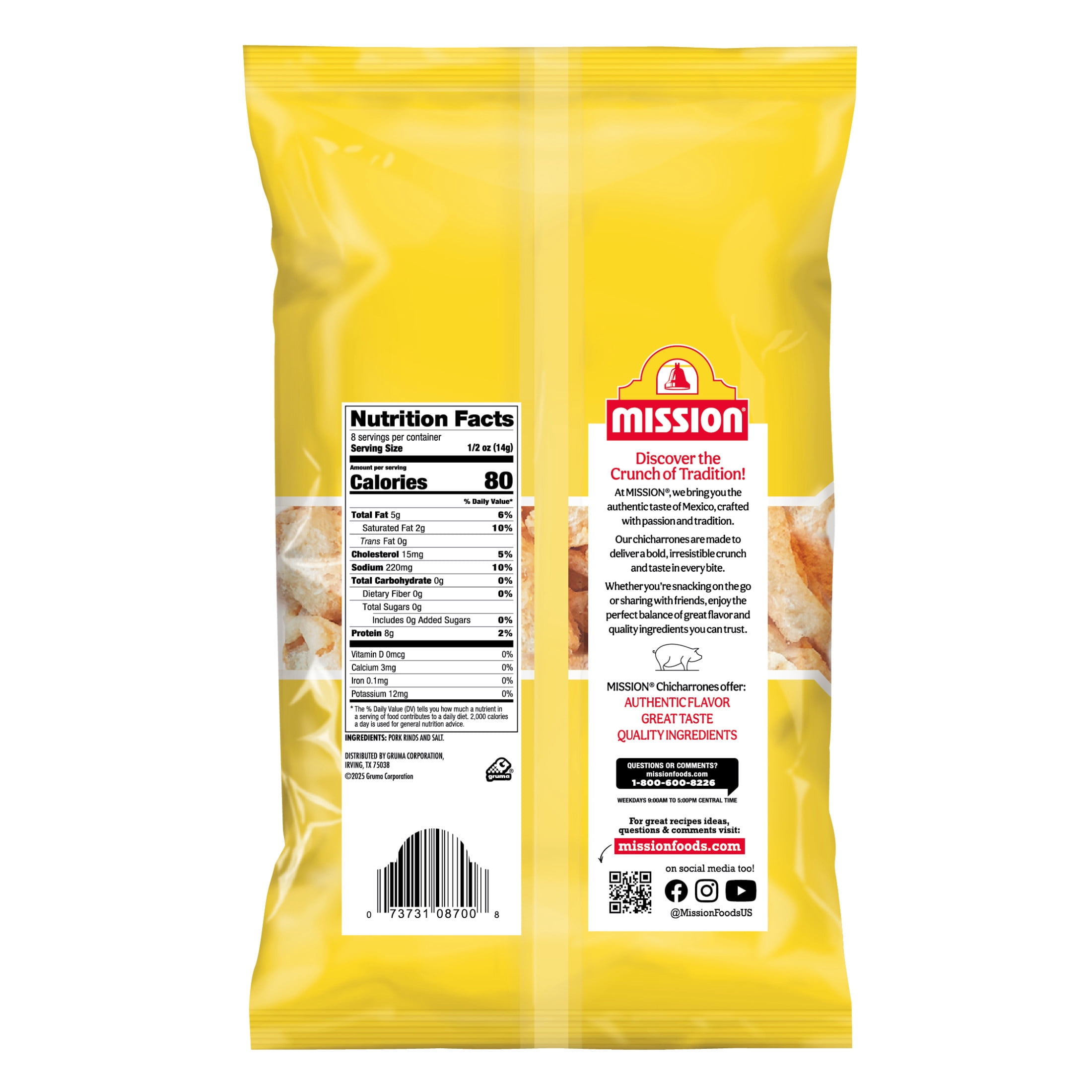 (2 pack) Mission Chicharrones Orginal, 4 Ounce Bag
