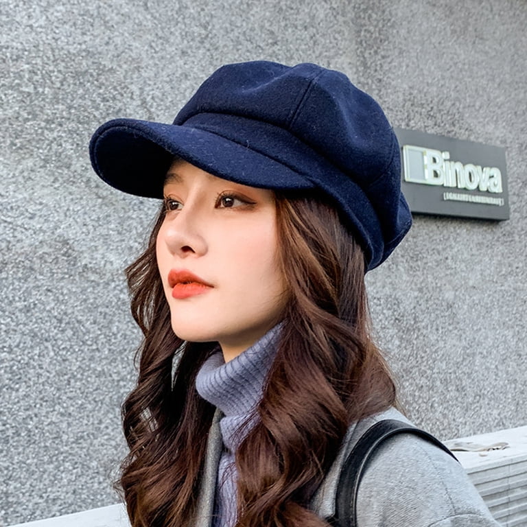 Classic Wool Beret Hat for Women Newsboy Hats Black Visor  display picture 1