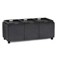 thumbnail image 3 of Simpli Home Avalon Rectangle Storage Ottoman with 3 Flip Over Serving Trays, Distressed Black Faux Leather, 3 of 5