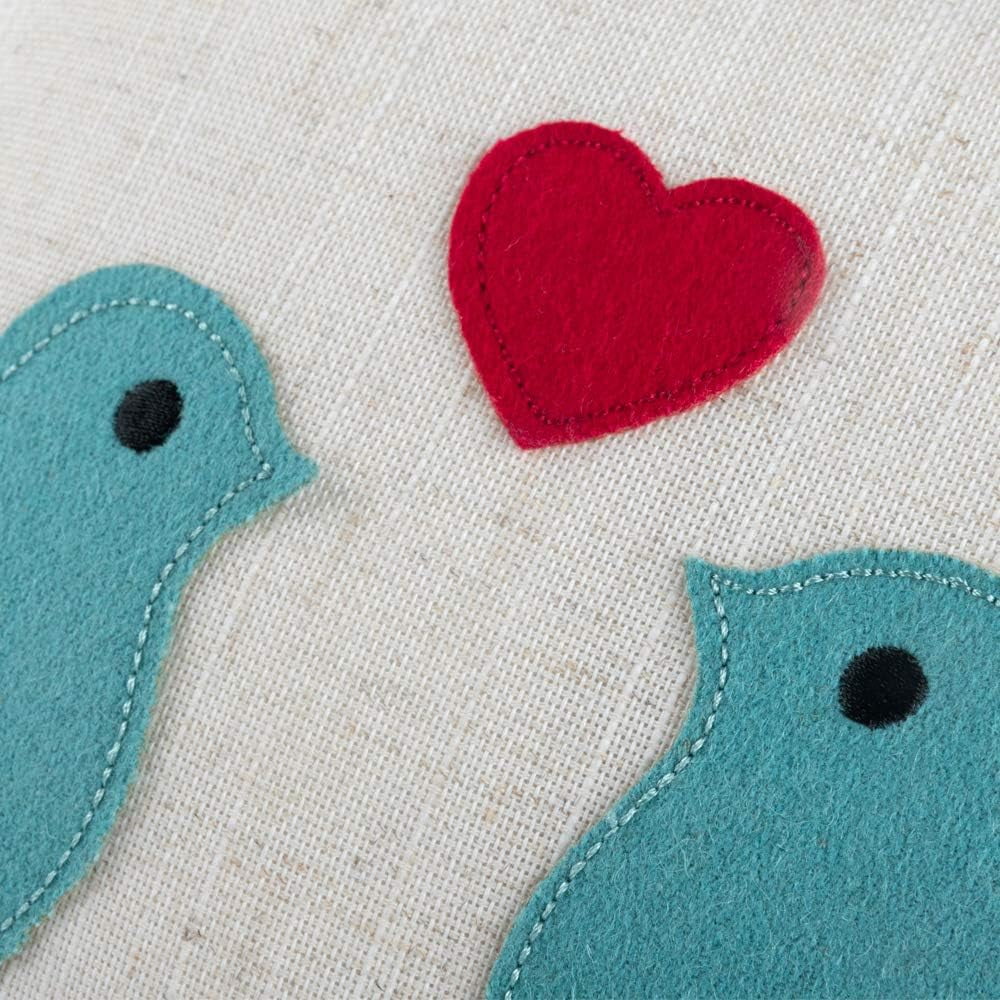 JWH Decorative Love Birds Throw Pillow Covers with Red Heart for Valentines Day Gift and Room Decor 12x18inch