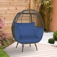 thumbnail image 2 of Gymax Patio Rattan Wicker Lounge Chair Oversized Outdoor Metal Frame Egg Chair w/ 4 Cushions, 2 of 9