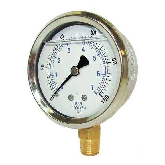 Pic Gauges Pressure Gauge,Liquid Filled,0 to 300psi 201L-158H