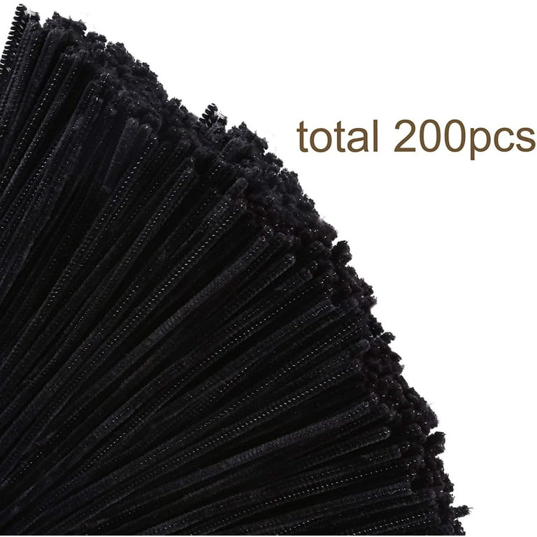 GOTOONE Black Pipe Cleaners 200 Pieces Chenille Stems for DIY Art Decorations Creative Craft (6 mm x 12 inch)