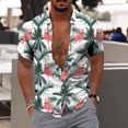 thumbnail image 1 of Men's Hawaiian coconut print Aloha button short sleeved shirt, 1 of 5