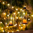 thumbnail image 5 of Glasseam Lantern Decorative Pillar Candle Holders Set of 2 Glass Hurricane Candle Holder for Halloween Front Porch Fireplace Outdoor Decor Black, 5 of 10