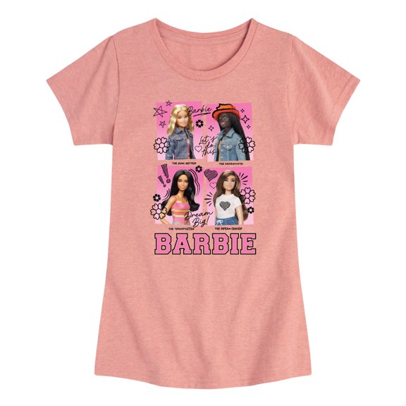 Barbie - Yearbook Scribble - Youth Girls Fitted Short Sleeve T-Shirt