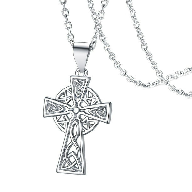 FaithHeart Cross Celtic Knot Necklace Sterling Silver Vintage Irish ...