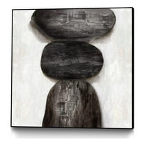 Giant Art Canvas  30x30 Textured Stones Framed in White