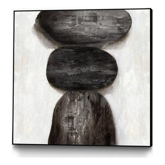 Giant Art Canvas  30x30 Textured Stones Framed in White