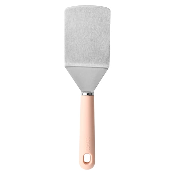Cook with Color 12.6" Stainless Steel Griddle Turner, Flat Top Spatula with Silicone Grip, Pink