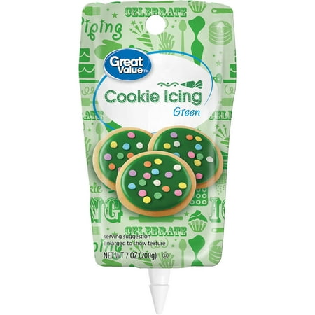 (4 Pack) Great Value Cookie Icing, Green, 7 oz (Best Sugar Cookie Icing For Piping)