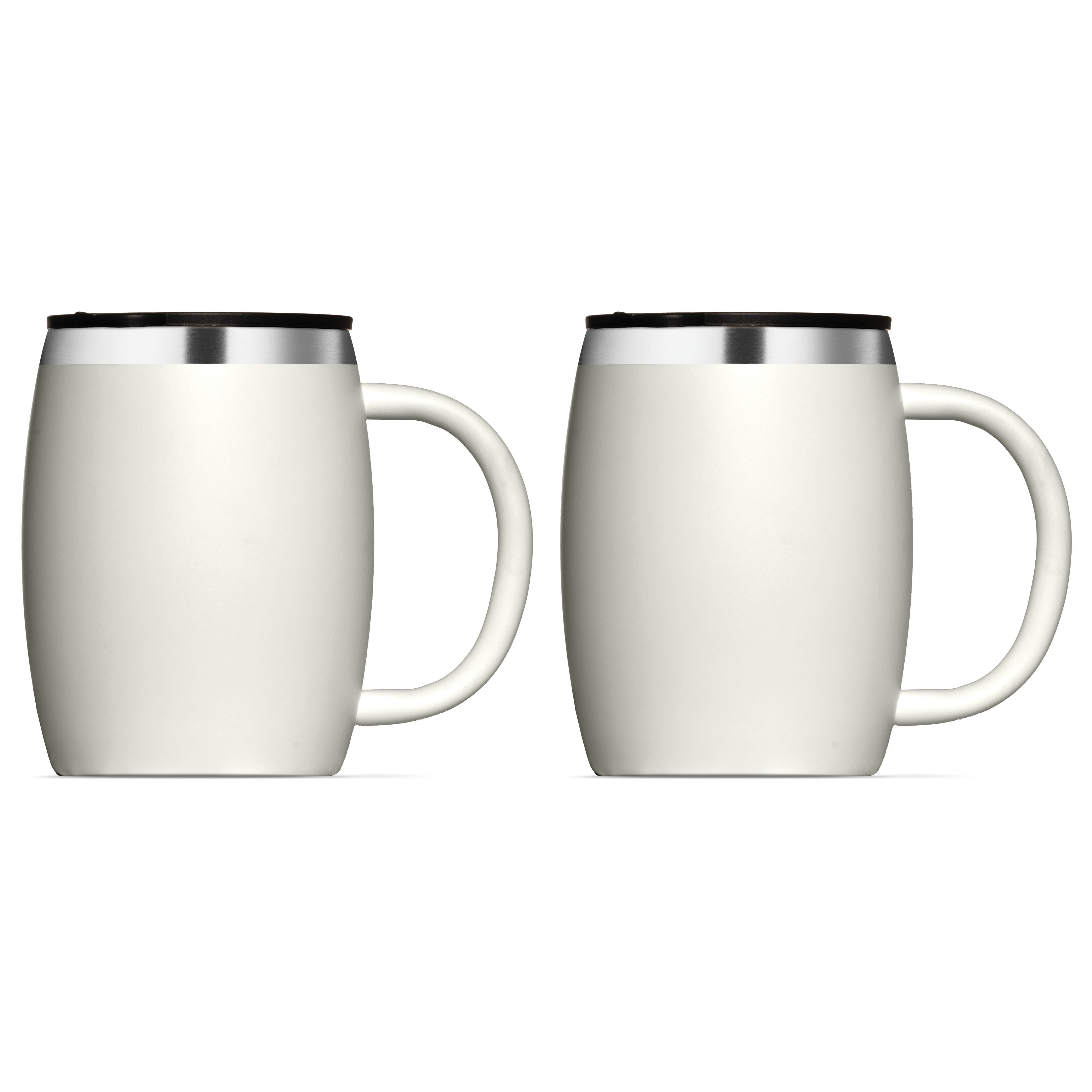 2 Piece Stainless Steel Coffee Mug Lids Double Walled Insulated Travel Mug 14 OZ 