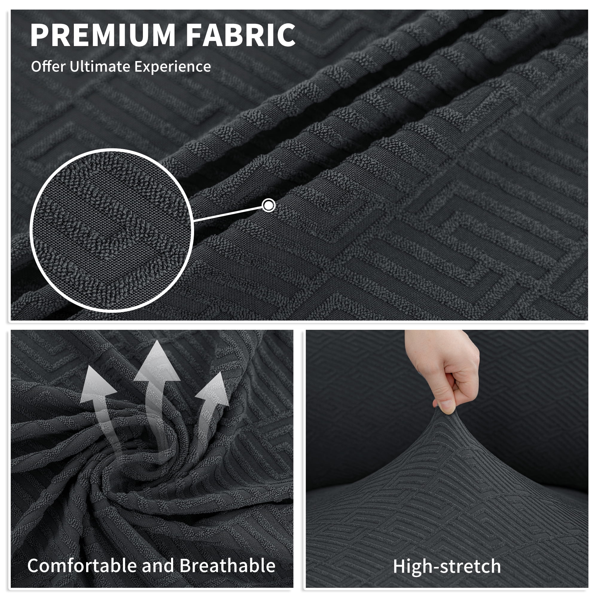 JIATER 1-Piece Armchair Sofa Cover Stretch Couch Cover Washable Sofa Slipcover Non-Slip Furniture Protector,Dark Gray