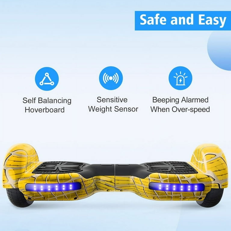 6.5 inch Hoverboard Off Road Hoverboard All Terrain 200 lbs Max Weight 6 Mph Max Speed Spider Yellow