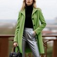 thumbnail image 3 of Women's Fashion Single-Breasted Trench Coat - A-Line Solid Color Long-Sleeved Fall Winter Jacket, Light Green, L, 3 of 4