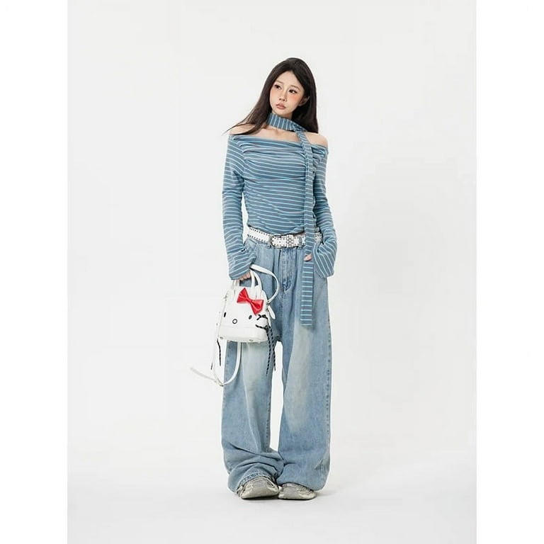 Sanrio Hello Kitty Y2k Baggy Jeans High Waist Wide Leg Pants