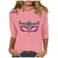 Dazajoo Weekly Prime Womens Mardi Gras Shirts 3/4 Sleeve Tops New