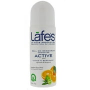 Lafes Roll-On Deodorant, Citrus & Bergamot 2.5 oz (Pack of 2)