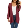 thumbnail image 2 of IMENGL Casual short sleeve solid color irregular knit open front cardigan Summer, Red M, Size M-3XL, 2 of 9