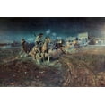 thumbnail image 2 of Russell, Charles Marion 24x17 Gold Ornate Wood Framed with Double Matting Museum Art Print Titled - When Guns Speak, 2 of 4