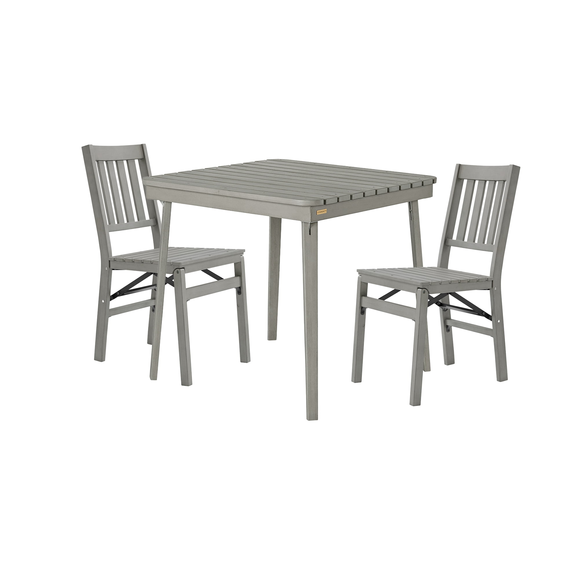 Stakmore Gray Outdoor Solid Hardwood Folding Chair – Classic Slatted Design, Set of 2