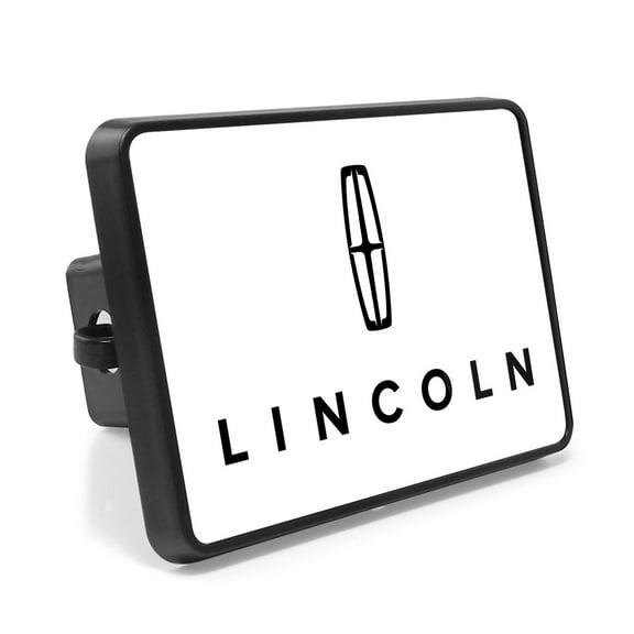 Lincoln Logo UV Graphic White Metal Face-Plate on ABS Plastic 2 inch Tow Hitch Cover
