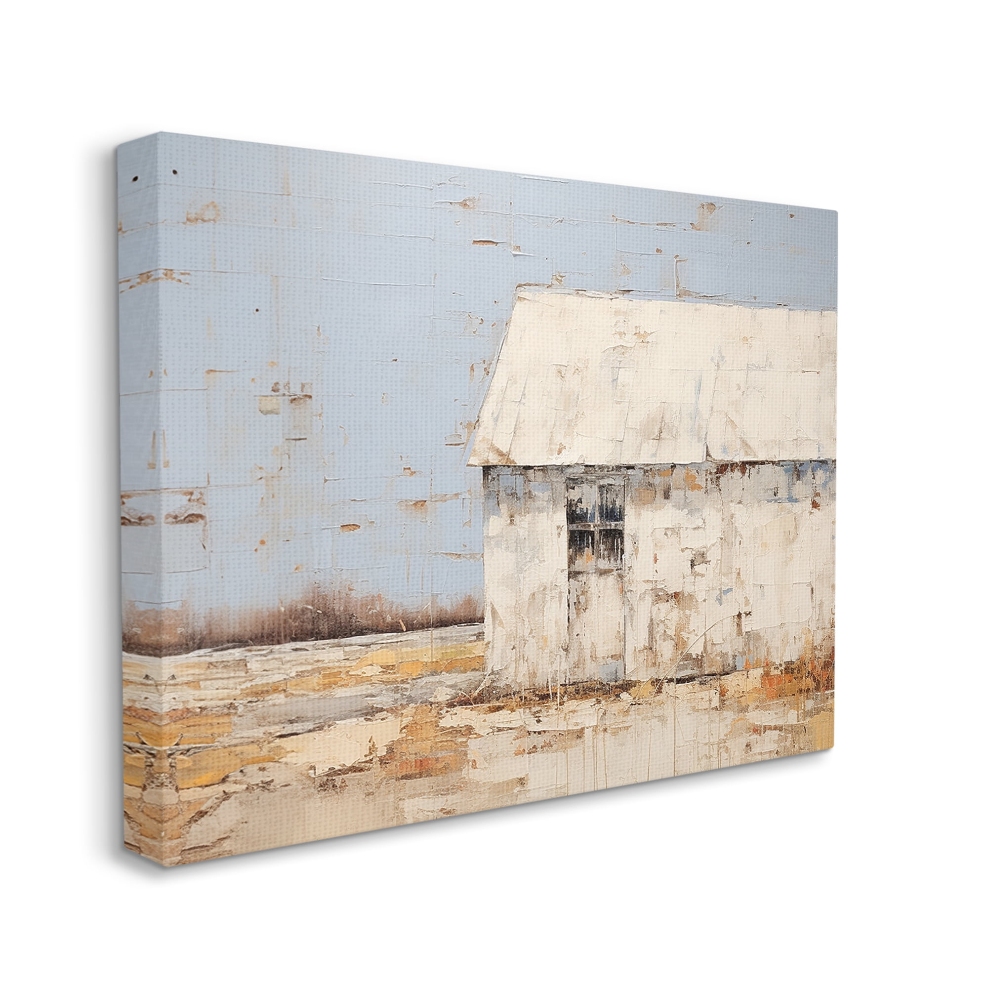 Stupell Industries Rustic White Barn Abstract Painting Gallery Wrapped Canvas Art Print Wall Art, 40 x 30