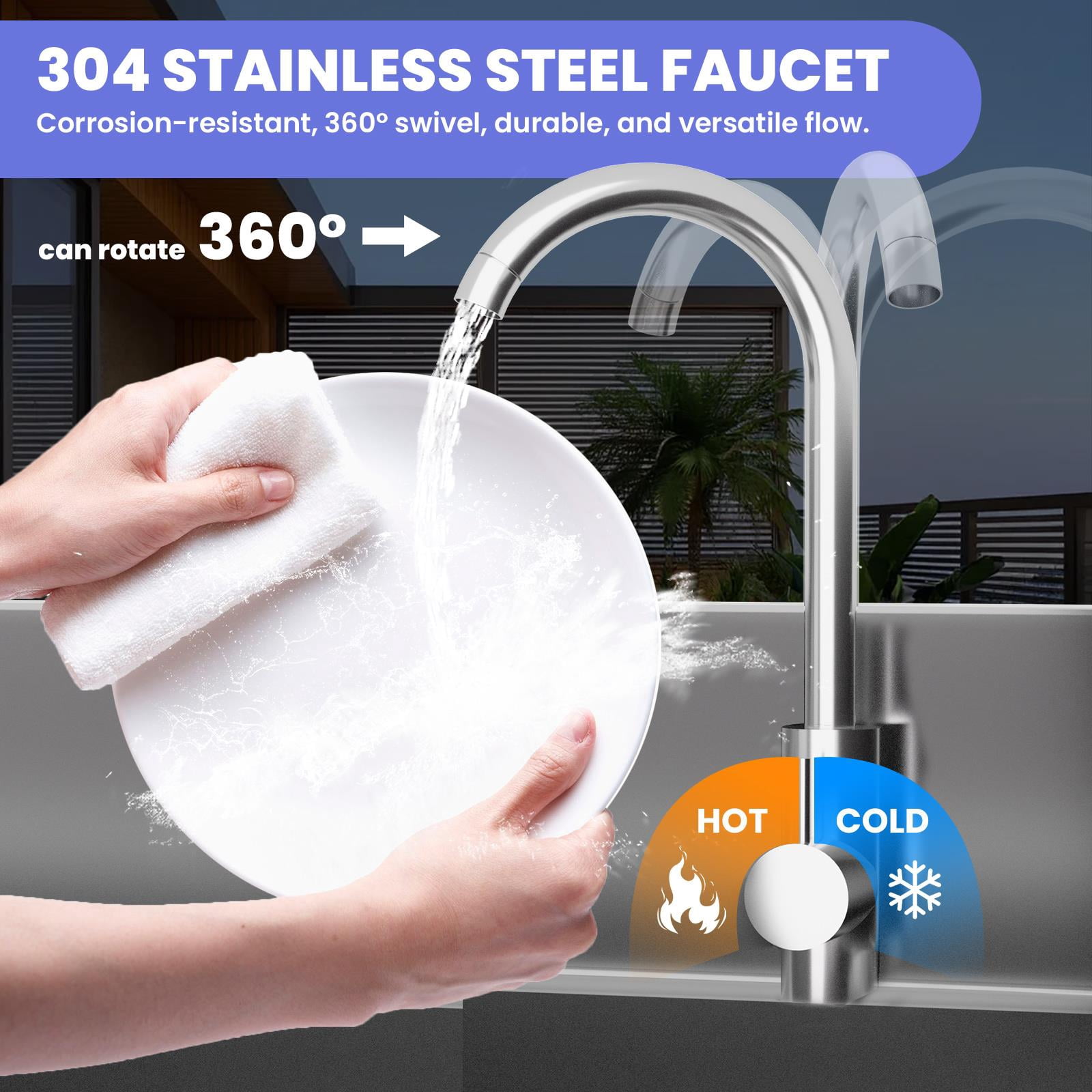 Drawer Stainless Steel Commercial Sink,Free Standing Utility Sink With Single Bowl And Pull-Out Faucet,Durable 201 Stainless Steel Construction,Stainless Steel Utility Sink For Restaurant Or Bar