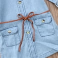 thumbnail image 6 of Baby Toddler Kids Girl Denim Dress Long Sleeve Party Princess T-Shirt Dresses Clothes With Belt Blue 6-7 Years, 6 of 6