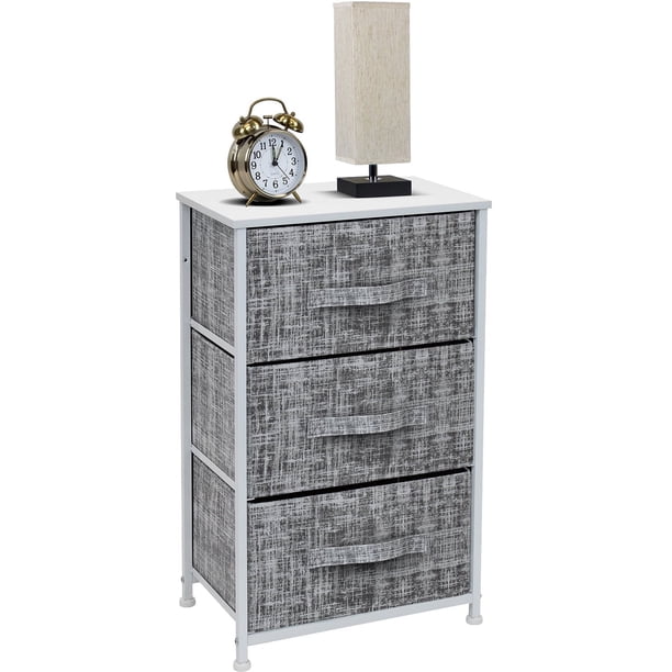 Sorbus Mesita de Noche con 3 Cajones: Mueble de Noche y Mesa Auxiliar Decorativa, Torre de Almacenamiento para el Hogar, Accesorios de Recámara, Oficina, Residencia Universitaria, Estructura de Acero,
