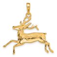 thumbnail image 3 of 14k Yellow Gold Solid Textured Polished Deer Running Pendant Necklace 29x30mm Pendant for Women, 3 of 4