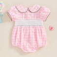 thumbnail image 7 of Baby Rompers Girl Ventilated Collared Short Sleeve Ruched Graphic Print Bodysuit Outdoor Wear Girls Jumpsuit 6 Months-12 Months, 7 of 7