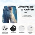 thumbnail image 3 of Yiaed Clear Sky Blue Cat Print Mens Swim Trunks Bathing Suit Compression Liner Beach Swim Shorts Swimwear Quick Dry Zipper Pocket No-Chafing Board Short-Medium, 3 of 6