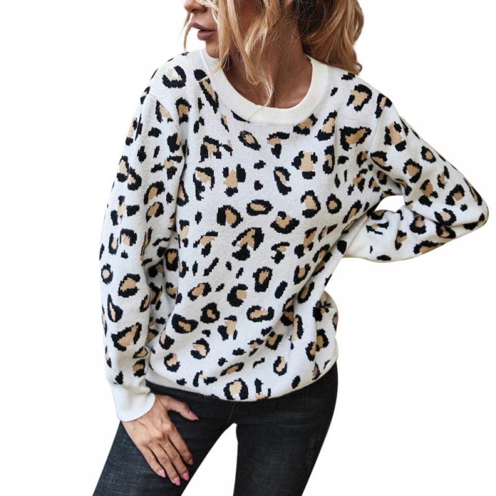 Sweater Long Sleeve Leopard Print 