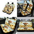 thumbnail image 2 of Renewold Highland Cow Sunflower Daisy 14 PCS Car Seat Covers Set, Auto Seat Protector with Steering Wheel Seat Belt Cover Garbage Bag Armrest Handbrake Cover Set Rear View Mirror Protector Coasters, 2 of 7