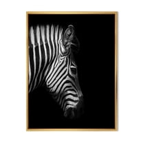 Designart 'Black and White Portrait of Zebra Head' Farmhouse Framed Canvas Wall Art Print