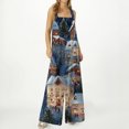 thumbnail image 4 of Women's Christmas Printed Jumpsuit - Loose Casual Versatile Romper, Dark Blue Size XL, 4 of 6