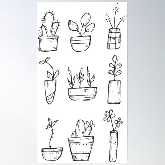 Plant Pot Poster Wall Art, Modern Wall Decor For Living Room Bedroom, 8x12 UNFRAMED