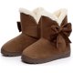 thumbnail image 1 of Bonitos botines de nieve planos con lazo para mujer, botas cortas de invierno antideslizantes con punta redonda y piel cálida Ormromra WMZL-67-4, 1 of 3