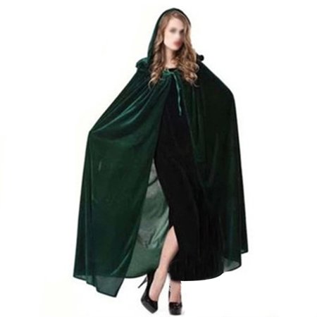 Halloween Witch Cloak Wizard Hooded Robe Cloak Cosplay Masquerade Costume (Dark Green)