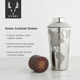 thumbnail image 3 of Viski Globe Stainless Steel Cocktail Shaker for Party, Home Bar Gifts, 32oz, 3 of 8