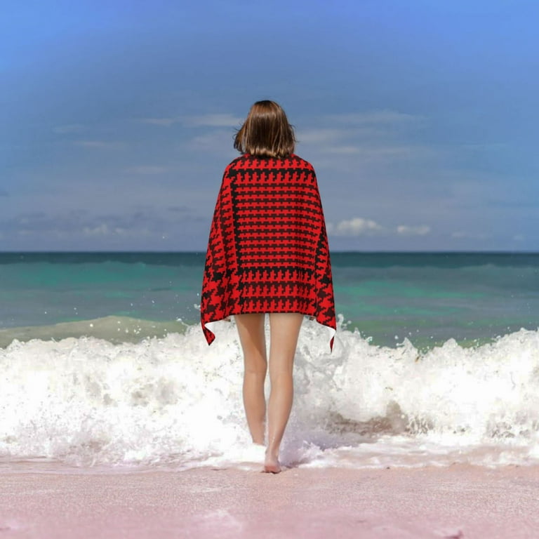 Red Black Houndstooth Quick Dry Beach Towel Bath Towels for Bathroom Personalized Beach Towels Microfiber Towels for Body Pool Towels Shower Towels Bathroom Towels Walmart