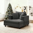 thumbnail image 4 of LEHZROAJ Oversized Upholstered Sofa with Ottoman,Comfy Corduroy Couch Pillows Deep Seat for Living Room,Bedroom(Gray), 4 of 12